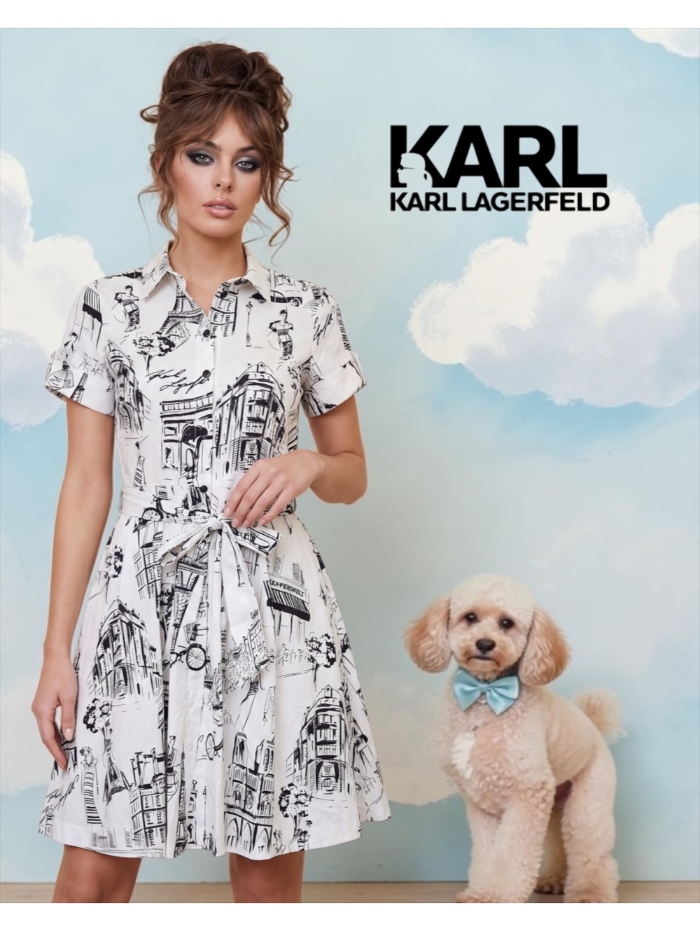 ✨ NWT Karl Lagerfeld Paris Toile Sketch Shirt Dress ✨